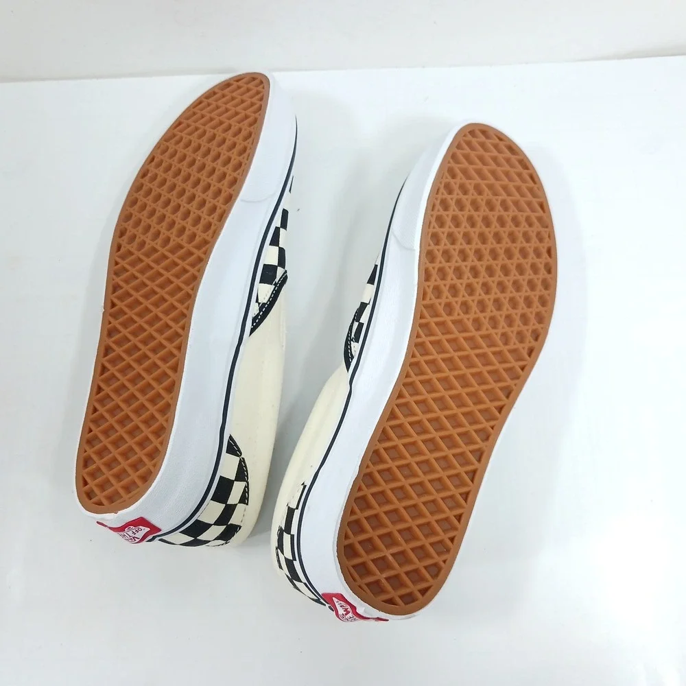 Vans Classic Slip-On Checkerboard Black White Sneakers Mens 9 Womens 10.5